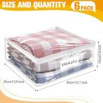 Plastic Storage Bags with Easy-Glide Zipper, Pack of 6, Durable Clear Vinyl Zippered Storage Bags for Clothes Sweaters Comforters Blankets Sheets Bedding (15.7 x 13.8 x 3.9 Inch)