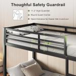 Feonase Metal Twin Over Twin Bunk Bed with Ladder and High Guardrail, Heavy-Duty Metal Slats Support, Noise Free, No Box Spring Needed, for Kids and Juniors, Black