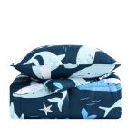 Nautica Kids - Kids Comforter Set, Super Soft Toddler Bedding with Matching Shams & Throw Pillow, Kids Home Decor, Ideal Boy Room Essentials (Finnian Whales Navy, Twin)