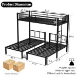 Bellemave Triple Bunk Bed for Kids, Detachable Twin Over Twin Over Twin Metal Bunk Bed with Guardrails, Ladder & Storage, Converts to 3 Separate Twin Beds, Easy to Assemble (3 Bunk Beds for Kids)
