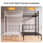 Mixcous Heavy Duty Triple Bunk Bed, Twin Over Twin Over Twin with Guardrails and Ladder, Metal Bunk Bed for 3, 3 Bed Teens and Adults, No Box Spring Needed, Black