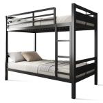Feonase Metal Twin Over Twin Bunk Bed with Ladder and High Guardrail, Heavy-Duty Metal Slats Support, Noise Free, No Box Spring Needed, for Kids and Juniors, Black