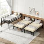 Bellemave Triple Bunk Bed for Kids, Detachable Twin Over Twin Over Twin Metal Bunk Bed with Guardrails, Ladder & Storage, Converts to 3 Separate Twin Beds, Easy to Assemble (3 Bunk Beds for Kids)