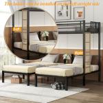 Bellemave Triple Bunk Bed for Kids, Detachable Twin Over Twin Over Twin Metal Bunk Bed with Guardrails, Ladder & Storage, Converts to 3 Separate Twin Beds, Easy to Assemble (3 Bunk Beds for Kids)