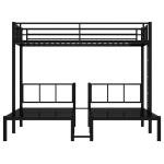 Bellemave Triple Bunk Bed for Kids, Detachable Twin Over Twin Over Twin Metal Bunk Bed with Guardrails, Ladder & Storage, Converts to 3 Separate Twin Beds, Easy to Assemble (3 Bunk Beds for Kids)