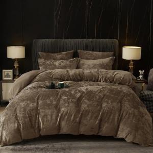 PHF Truly Velvet Duvet Cover Set Queen Size, 3pcs Ultra Soft Breathable Comforter Cover Set, Luxury Cozy Flannel Duvet Cover with Pillow Shams Bedding Collection, 90" x 90", Dark Khaki