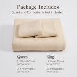 MEISHANG Muslin Duvet Cover Queen Size - 100% Organic Cotton, Soft Textured Gauze Weave Comforter Cover for Breathable All-Season with Zipper Closure - 3 Piece Set (Queen, Linen)