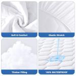 MUXHOMO Queen Mattress Protector, 100% Waterproof Quilted Mattress Cover Queen Size Bed, Noiseless Soft & Cooling Mattress Pad Cover, Deep Pocket 6"-21", White