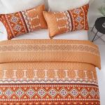 WONGS BEDDING 3 Pieces Quilt Set King Size, Burnt Orange/Rust Halloween Quilt Bedspread Fall Bohemian Coverlet Set with 2 Pillowcase, Soft Thanksgiving Bedding Set for All Season 104"×90"