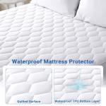 MUXHOMO Queen Mattress Protector, 100% Waterproof Quilted Mattress Cover Queen Size Bed, Noiseless Soft & Cooling Mattress Pad Cover, Deep Pocket 6"-21", White