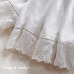 MIYE Wrap Around Ruffled Lace Bed Skirt, Elastic Dust Ruffle with Adjustable Belts,15 Inch Drop Easy to Put On, Bed Frame Cover, Machine Washable (Embroidered, King/Queen-15)