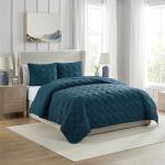VCNY Home - Quilt Set, Soft 3-Piece Pinsonic Damask Bedding Set with Matching Shams, Ideal for All Seasons (Lucy Teal, Full/Queen)