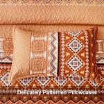 WONGS BEDDING 3 Pieces Quilt Set King Size, Burnt Orange/Rust Halloween Quilt Bedspread Fall Bohemian Coverlet Set with 2 Pillowcase, Soft Thanksgiving Bedding Set for All Season 104"×90"