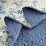 WONGS BEDDING Blue Floral Quilt Set Queen,Botanical Leaf & Butterfly Pattern Quilts Bedspread Coverlet Set,Soft Beautiful Farmhouse Plants Quilts Bedding Set