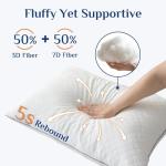 JOLLYVOGUE Pillows Queen Size Set of 2, Oeko-Tex Certified Pillows with Double-Sided Crystal Velvet, Medium Support for Side, Back, Stomach Sleepers