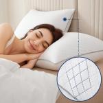 JOLLYVOGUE Pillows Queen Size Set of 2, Oeko-Tex Certified Pillows with Double-Sided Crystal Velvet, Medium Support for Side, Back, Stomach Sleepers