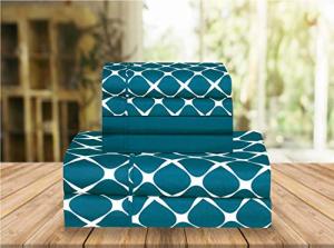 Elegant Comfort Luxury Soft Bed Sheets Bloomingdale Pattern - 1500 Premium Hotel Quality Microfiber Softness Wrinkle and Fade Resistant (6-Piece) Bedding Set, Queen, Teal