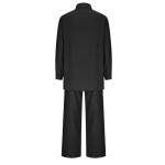 Linen Sets for Women 2 Piece Long Sleeve Collared Button Down Shirts Wide Leg Cotton Breathable Pants Suits with Pockets Plus Size Summer Casual Two pc Outfits Black Piece Sets Summer Dressy L