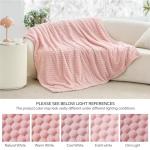 BEDELITE Fleece Decorative Blanket - 3D Jacquard Pink Throw Blankets for Women's Couch & Bed, Soft and Cozy Warm Plush Fluffy Blanket, Cute Birthday Gift for Women, 50x60 Inches