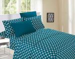Elegant Comfort Luxury Softest and Coziest 6-Piece Bed Sheet Set, Wrinkle Resistant Milano Trellis Pattern-1500 Thread Count Egyptian Quality Microfiber Bedding Set, Queen, Teal