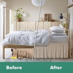 Biscaynebay Wrap Around Bed Skirts with Split Corners for Queen Beds 18" Drop, Light Camel Adjustable Elastic Dust Ruffles Easy Fit Wrinkle Resistant Silky Luxurious Fabric Machine Washable