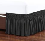 Elegant Comfort Luxurious Wrap Around Elastic Solid Ruffled Bed Skirt, with 16 Inch Tailored Drop - Easy Fit, Premium Quality Wrinkle and Fade Resistant - King/Queen, Black
