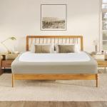 Biscaynebay Decorative Box Spring Cover Queen Size, Light Camel Luxurious Jersey Knitting Stretchy Wrap Around 4 Sides Bed Skirt for Home/Hotels, Easy Fit Wrinkle & Fade Free Machine Washable