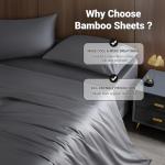 Shilucheng 4 Piece Queen Sheet Sets, Cooling Sheets, Blend Rayon Derived from Bamboo, Deep Pocket Up to 16", Breathable & Soft Bed Sheets, Hotel Silky Bedding Set, Dark Grey