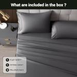 Shilucheng 4 Piece Queen Sheet Sets, Cooling Sheets, Blend Rayon Derived from Bamboo, Deep Pocket Up to 16", Breathable & Soft Bed Sheets, Hotel Silky Bedding Set, Dark Grey