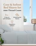Split King Sheets Sets for Adjustable Bed Cotton, Luxury Sheets, 1000 TC Egyptian Cotton, 5 Piece 100% Cotton Split King Sheet Set, Sateen Weave, 2 Fitted - 16" Deep Pocket, Light Blue