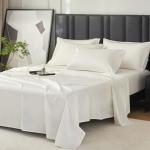 100% Egyptian Cotton Sheets Queen Size Bed Set, Deep Pocket Queen Sheet set-1600 Thread Count Cotton Naturally Cool Soft Breathable No Pill Elasticated Luxury Cream White Bedding For All Seasons