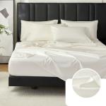 100% Egyptian Cotton Sheets Queen Size Bed Set, Deep Pocket Queen Sheet set-1600 Thread Count Cotton Naturally Cool Soft Breathable No Pill Elasticated Luxury Cream White Bedding For All Seasons