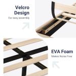 Allewie Queen Size Platform Bed Frame with Fabric Upholstered Headboard and Wooden Slats Support, Fully Upholstered Mattress Foundation/No Box Spring Needed/Easy Assembly, Beige