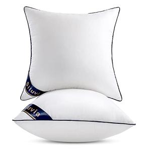 Siluvia 18"x18" Pillow Inserts Set of 2 Decorative Square Throw 18" Pillows with 100% Cotton Cover for Sofa, Couch, and Bed - White