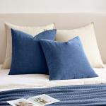 MIULEE Navy Blue Couch Pillow Covers 18x18 Inch, Set of 2 Soft Chenille Decorative Square Summer Throw Pillow Covers Farmhouse for Sofa Living Room Bed