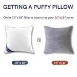 Siluvia 18"x18" Pillow Inserts Set of 2 Decorative Square Throw 18" Pillows with 100% Cotton Cover for Sofa, Couch, and Bed - White