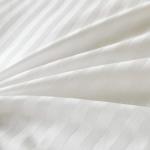 Amolavet Hotel Bedding Duvet Cover Queen Size Cotton White Satin Pin Striped Textured with Zipper - Duvet Cover Queen 3 Pcs Set 90x90 - Comforter Cover/Quilt Cover Queen Size