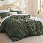 Bedsure Boho Kids Duvet Cover Queen Size（Duvet Insert/Comforter not Included - Tufted Duvet Cover Queen for All Seasons,Soft Shabby Chic Boho Bedding (Olive Green, 90" x 90")