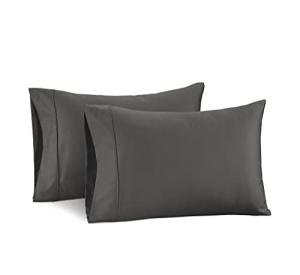 LANE LINEN Soft Pillow Covers King Size 100% Egyptian Cotton Set of 2 Cool & Smooth 1000 Thread Count Sateen Cases - Charcoal