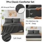 CozyLux King Size Comforter Set Dark Grey - 7 Pieces Bed in a Bag King, Luxury Soft Bed Set for All Seasons, Bedding Set with Down Alternative Comforter, Sheets, Pillowcases & Shams