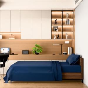 Furrnook Satin Bed Sheets 3-Piece Set - Breathable Cooling & Hotel Luxury - Easy-Care Microfiber Bedding (Blue, Twin)