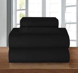 Elegant Comfort Luxury Soft 1500 Thread Count Egyptian 4-Piece Premium Hotel Quality Wrinkle Resistant Coziest Bedding Set, All Around Elastic Fitted Sheet, Deep Pocket up to 16inch, King, Black