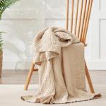 100% Cotton Blanket Large 50"x 70", 6 Layers Muslin Blankets, Cooling and Soft Throw Blanket for Bed and Couch, Breathable Quilt Bedspread, Gauze Bedding for Adults, Oatmeal, Beige Linen