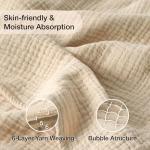 100% Cotton Blanket Large 50"x 70", 6 Layers Muslin Blankets, Cooling and Soft Throw Blanket for Bed and Couch, Breathable Quilt Bedspread, Gauze Bedding for Adults, Oatmeal, Beige Linen
