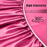 VACVELT 4pcs Hot Pink Satin Sheets Queen Size Bed Set, 15 Inch Deep Pocket Silky Satin Sheet Set, Soft Satin Bedding Set Cooling & Luxury Bed Sheets, 1 Fitted Sheet + 1 Flat Sheet + 2 Pillowcases