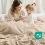 100% Cotton Blanket Large 50"x 70", 6 Layers Muslin Blankets, Cooling and Soft Throw Blanket for Bed and Couch, Breathable Quilt Bedspread, Gauze Bedding for Adults, Oatmeal, Beige Linen