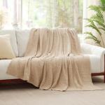 100% Cotton Blanket Large 50"x 70", 6 Layers Muslin Blankets, Cooling and Soft Throw Blanket for Bed and Couch, Breathable Quilt Bedspread, Gauze Bedding for Adults, Oatmeal, Beige Linen