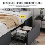 Allewie Queen Size Platform Bed Frame with 3 Storage Drawers, Fabric Upholstered, Wooden Slats Support, No Box Spring Needed, Noise Free, Easy Assembly, Dark Grey