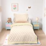 Hooyax Muslin Toddler Bedding Set for Girls - 3 Piece Crib & Kids Bed Set with Fitted Sheet, Quilt and Pillowcase, Breathable & Soft Bedding with Romantic Heart Print