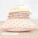 Hooyax Muslin Toddler Bedding Set for Girls - 3 Piece Crib & Kids Bed Set with Fitted Sheet, Quilt and Pillowcase, Breathable & Soft Bedding with Romantic Heart Print
